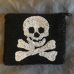 Beaded skull pouch